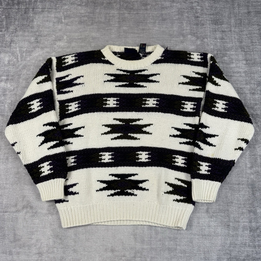 Gant Salty Dog Sweater Mens Medium Vintage 90s Handknit‎ Nordic Aztec Grandpa
